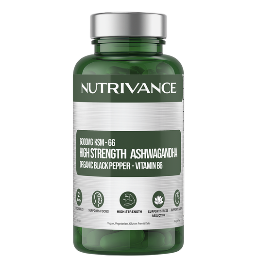 Nutrivance High Strength Ashwagandha 6000mg KSm 66 with Black Pepper and Vitamin B6